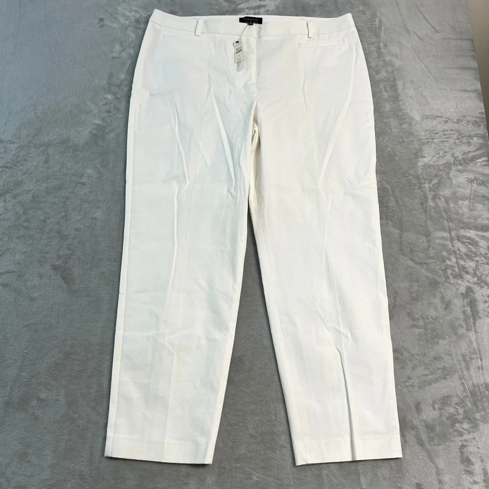 NWT Talbots Heritage White Straight Leg Trousers Pants Womens 18 (39x29) Cotton